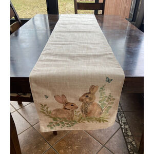 House & Garden Beige Bunny Rabbit Spring Table Runner 16" x 88"
